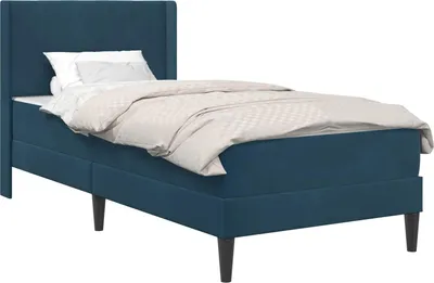 Produktbild von Bettgestell mit Matratze mit Kopfteil Blau 90 x 200 cm Samt