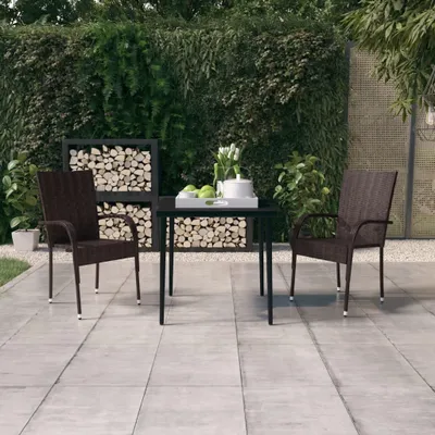 Zdjęcie produktu dla Maison Exclusive – 3-częściowy zestaw ogrodowy do jadalni w kolorze brązowym i czarnym
