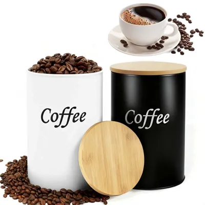 Immagine prodotto di Set di 2 contenitori ermetici per caffè da 500 ml con coperchio in bambù