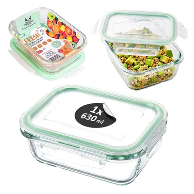 Produktbild von SuperButelki - Glasbehälter mit Deckel, 0,63 l, 630 ml, zur Lebensmittelaufbewahrung, Lunchbox - frisch halten!