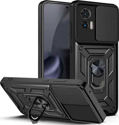 Produktbild von Motorola Edge 30 Neo Hülle - Coverup Armor Ring Ständer Back Cover mit Kamera Schutz - Schwarz