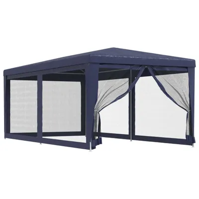 Produktbild von Partyzelt mit 6 Mesh-Seitenwänden Blau 3x6 m HDPE