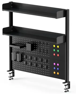 Imagen del producto de Panel de pared para escritorio, con altura ajustable, solución de almacenamiento multifuncional, color negro