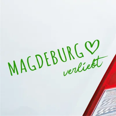 Produktbild von Auto Aufkleber Magdeburg verliebt Herz Stadt Heimat Liebe Car 19x6 cm Hellgrün Sticker Heckscheibenaufkleber