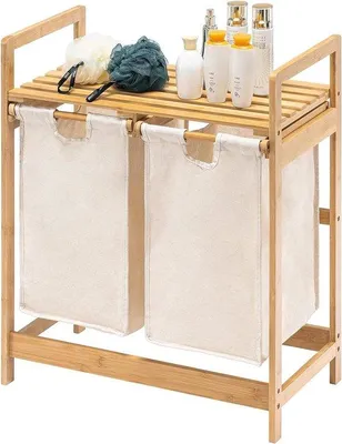 Produktbild von Bambooframe mit 2 Ausziehbügeln - 73 x 64 x 33 cm - Elfenbein