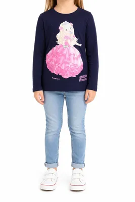 Produktbild von 81854 Disney Style Princess Langarmshirt für Mädchen – Dunkelblau, Gr. 104 – Zauberhaftes Langarmshirt mit Prinzessinnen-Motiv für kleine Prinzessinne