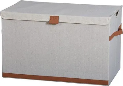 Produktbild von Famanu Aufbewahrungsbox mit Deckel - Leinen-Kotton-Mix - Beige - 62 x 37,5 x 39 cm