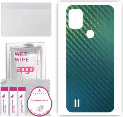 Produktbild von apgo Rückseite Schutzfolie, Skin, kompatibel mit ZTE Blade A51, Hinten Displayschutzfolie aus Vinylfolie, kratzfest, einfache Montage - Kohlenstoff-Chamäleon CAKA1