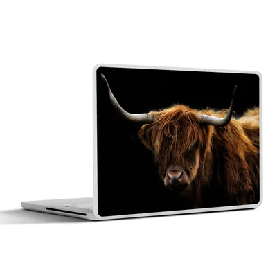 Produktbild von MuchoWow® Laptop Aufkleber Sticker Cover Schottischer Highlander - Hörner - Schwarz - Tiere - Natur - Wild - Kuh 30x22 cm - Laptop-Sticker