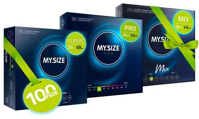 Produktbild von MY.SIZE 100 Kondome 49 mm Megaset Classic + Mix + Pro | Größe 2 | 100 Stück Sparpackung | Premium Kondom extra dünn | gefühlsecht hauchzart | dünne Wandstärke