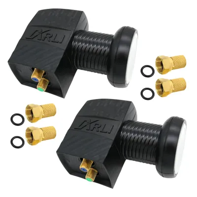 Produktbild von 2x ARLI Universal Twin LNB 0.1 dB – 2 Teilnehmer Wetterschutz 4x vergoldete F-Stecker 40 mm Feed HDTV 4K DVB-S2
