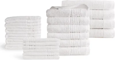 Produktbild von PHLOX Handtücher 22 Teilig Set - 100% Baumwolle  600 g/m² - Weich, Frottee, Saugstark -  Weiß