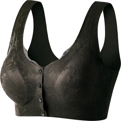 Produktbild von BH für Frauen mittleren Alters, dehnbar, fester Schultergurt, Spitze vorne, Knopfverschluss, Spitze, kabellos, gute Atmungsaktivität, stoßfest, Push-up, Yoga, Alltags-Damen-BH