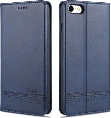 Produktbild von LaimTop LederHülle für iPhone SE 2020, Klapphüllen Brieftasche Magnetverschluss Ständer Schutzhülle für iPhone SE 2020 / iPhone 7 / 8 Blau