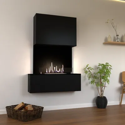 Produktbild von GLOW FIRE Ethanol Kamin 'Levanger' | Ethanolofen in Schwarz mit 3 Std. Brenndauer und 2 KW Heizleistung | BxHxT: 104x150x25,8 cm