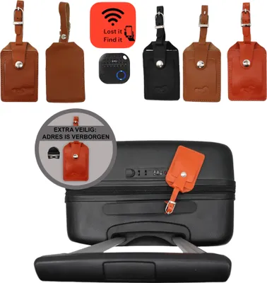 Produktbild von Safekeepers Kofferetiketten - Kofferanhänger - Gepäckanhänger - Gepäcketikett Leder 4 Stück