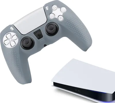 Immagine prodotto di Custodie e skin per PS5, PlayStation 5 - Custodia da gioco performante - Copertura morbida - Accessorio antiscivolo per controller - Grigio Grip