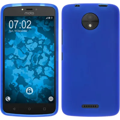 Produktbild von PhoneNatic Case kompatibel mit Lenovo Moto C Plus - blau Silikon Hülle matt + 2 Schutzfolien