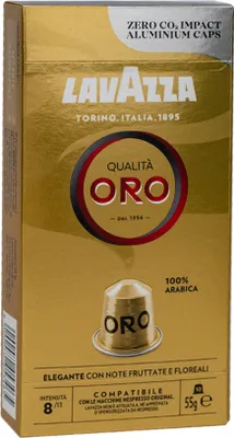 Produktbild von Lavazza Qualita Oro gemahlener Kaffee 10 Kapseln.
