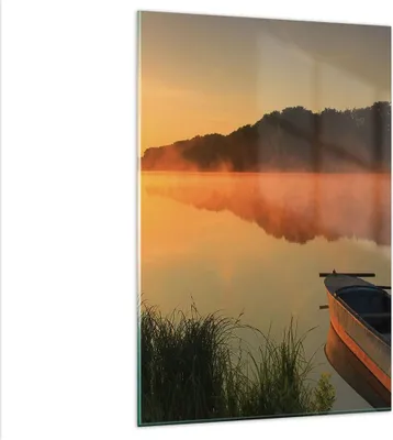 Produktbild von Bilder auf glas - Einteilig - Morgen Nebel See Landschaft - 80x120cm - Glasbilder - Wandbilder - Bilder - Wanddekoration aus Glas - Glas Bilder - Wandbild auf Glas - GPA80x120-2538