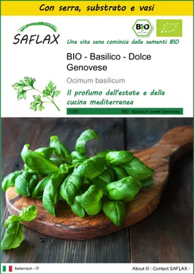 Immagine prodotto di SAFLAX Insieme di coltivazione -- Basilico - Dolce Genovese - 800 semi - Ocimum