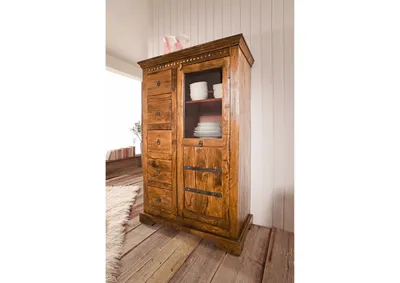 Produktbild von MASSIVMOEBEL24 Vitrine Akazie 95x45x147 honig  lackiert OXFORD #0417