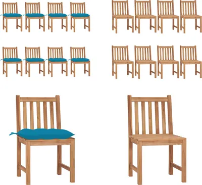 Produktbild von vidaXL Gartenstühle 8 Stk. mit Kissen Massivholz Teak - Gartenstuhl - Gartenstühle - Holz-Gartenstuhl - Holz-Gartenstühle