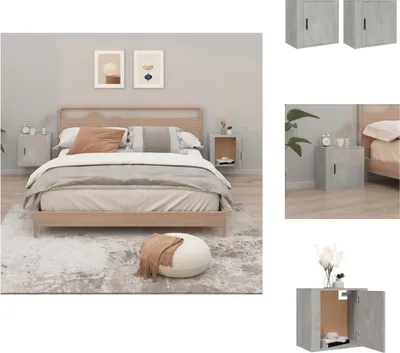 Image de vidaXL Tables de chevet murales 2 pcs. Gris béton 50x30x47 cm - Tables de chevet