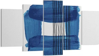 Produktbild von Bild auf Leinwand - Leinwandbild - 5 Teile - Abstraktion Aquarell Blau - 160x85cm - Wand Bild - Wanddeko - Wandbilder - Leinwanddruck - Bilder - Wanddekoration - Leinwand bilder - EA160x85-4223