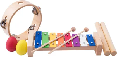 Produktbild von Woody Musical Set (Xylophon, Tamburin, Brennholz, 2 Maracas-Eier)
