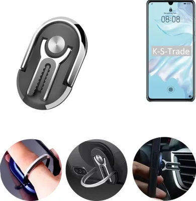 Produktbild von K-S-Trade 3in1 Smartphone-Ring Handy-Ring kompatibel mit Huawei P30 Pro Fingerhalterung  Handyring Tischständer Lüftungsgitter-Halterung Tisch