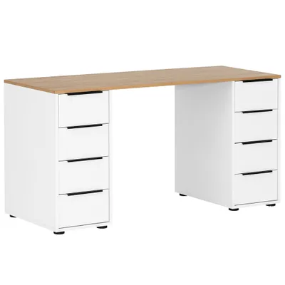 Produktbild von Schreibtisch 140cm breit in weiß mit Eiche hell Nb., EDEN-80