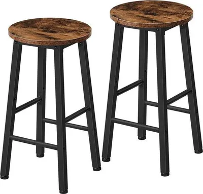Produktbild von Famanu Barhocker Set von 2 Vintage Stil Braun Schwarz - Stabil und Platzsparend