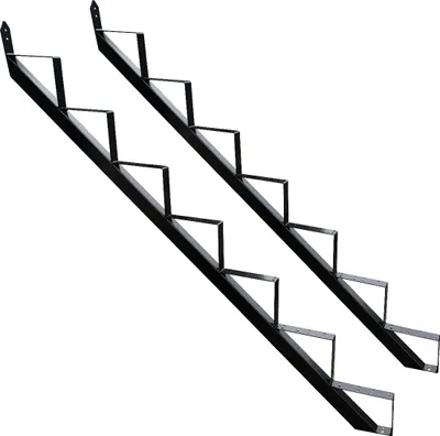 Produktbild von Treppenrahmen 7 stufig Stahl-Treppe Schwarz Treppenholm Geschosshöhe 129cm