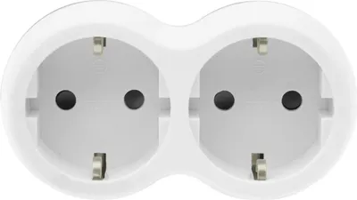 A white double European-style electrical outlet adapter.