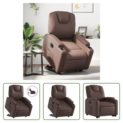 Zdjęcie produktu dla The Living Store Fotel Relax ze wspomaganiem elektrycznym brązowy imitacja skóry