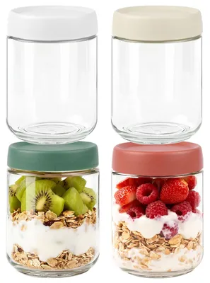 4er-Set Einmachgläser 500 ml mit Deckel, auslaufsicher, wiederverwendbar