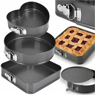 Produktbild von Backform-Set für Torten und Kuchen, 3-teilig: quadratisch, rund, herzförmig
