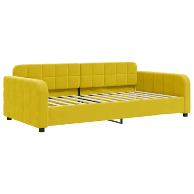 Zdjęcie produktu dla Sofa z funkcją spania, żółta, 90x200 cm, obita aksamitem