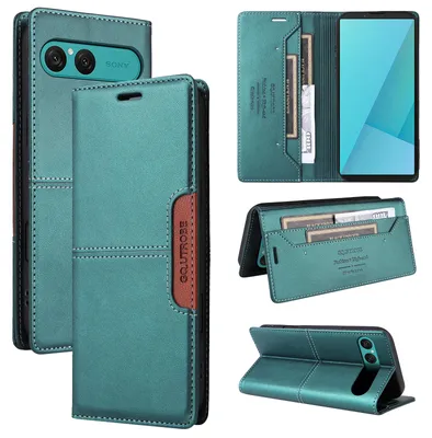 Produktbild von Handyhülle für Sony Xperia 10 VII Hülle, Leder Flip Wallet Kartenfach Stand Schutzhülle Grün