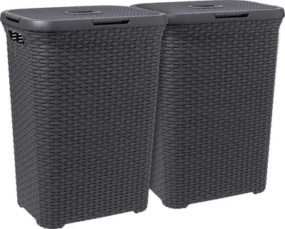 Produktbild von Curver Style Wäschekorb mit Deckel - 60L - 2 Stück - anthrazit