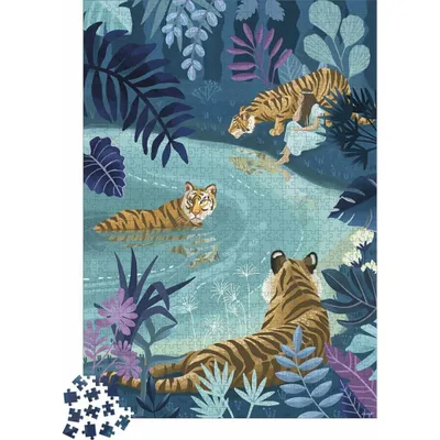 Produktbild von Janod Puzzle - Tiger im Mondlicht - 1000 TeileKarton
