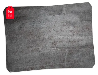 Produktbild von Tischsets | Platzsets abwaschbar – Stahlplatte Metalloptik – aus Premium Vinyl (Kunststoff – BPA-frei) - 4 Stück - 44 x 32 cm -  Germany