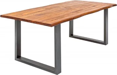Produktbild von Casa Padrino Massivholz Esstisch Braun / Grau 200 x 100 x H. 76,5 cm - Moderner Küchentisch mit massiver Akazienholz Tischplatte und Metall Beinen - Massivholz Esszimmer Möbel
