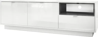 Produktbild von Vladon TV Board Lowboard Metro,  Germany, Korpus in Weiß Hochglanz / Fronten in Weiß Hochglanz mit Einsatz in Schwarz Hochglanz