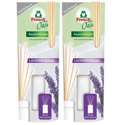 Produktbild von 2x Frosch Oase Raumerfrischer Lavendeltraum Nachfüllpack 90 ml