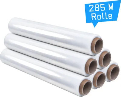 Produktbild von Stretchfolie Palettenfolie Wickelfolie 500mm x 285 lfm 6 Rollen 20my transparent