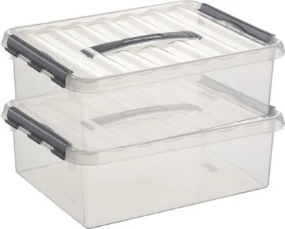 Produktbild von Sunware Q-line Aufbewahrungsbox Transparent/Grau 10 Liter - Set mit 2 Stück