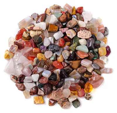 Halbedelstein-Mix 500 g, bunte Trommelsteine 8-12 mm, Natursteine