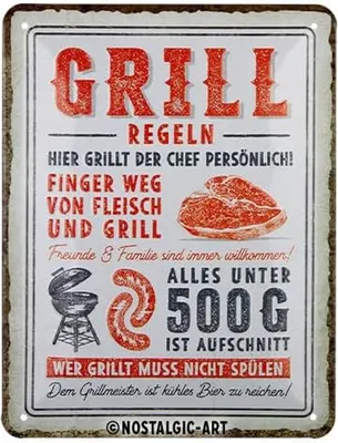 Produktbild von Nostalgic-Art - Blechschild 15x20 cm - Grillregeln